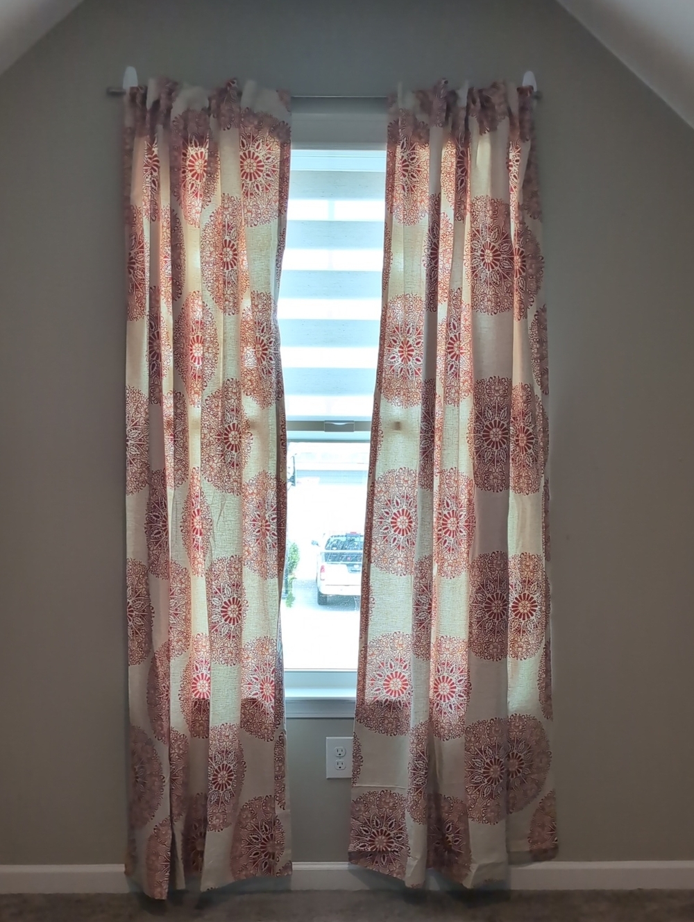 Decorative Tan and Rust Medallion Curtain Panels - Unbranded